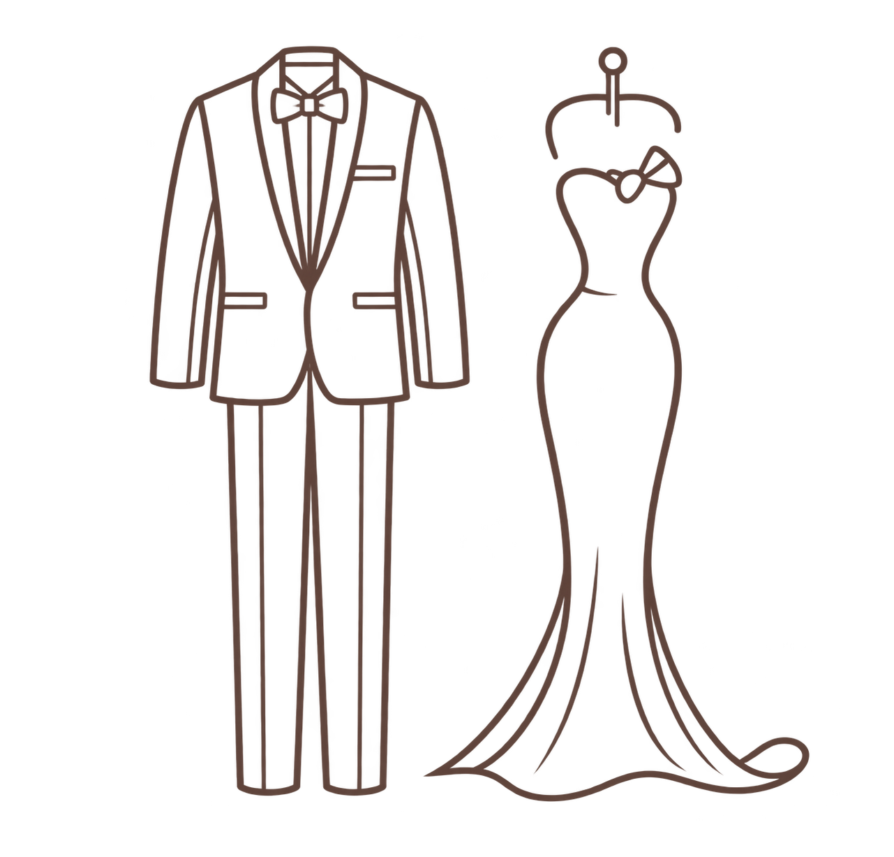 Traje y vestido largo de vestir